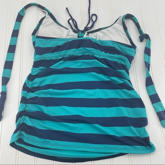 A Pea In The Pod Green and Navy Blue Stripped Halter Style Bikini Size Small - Picture 9 of 13